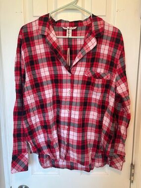 Victoria’s Secret Red Plaid Button-Up Women’s Top and Bottom